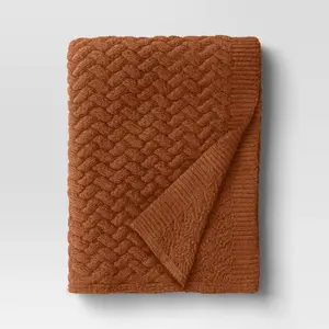 Chunky Chenille Throw Deep Clay Orange - Threshold