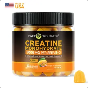 INNER BRIGHTNESS Creatine Gummies 120 Count, 5000 mg Creatine Monohydrate for Man & for Women, Mango Passionfruit Flavor, 3rd-party Tested, Support Muscle, Support Energy & Strength, Sugar Free, Vegan, Made in the USA