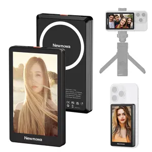 Newmowa Black Magnetic Phone Vlog Selfie Monitor Screen,1080P Wireless Recording, Using Phone Rear Camera for Selfie Vlog Live Stream TikTok Instagram, Compatible with iPhone＆Samsung (Support 4K 30fps Wired Recording)