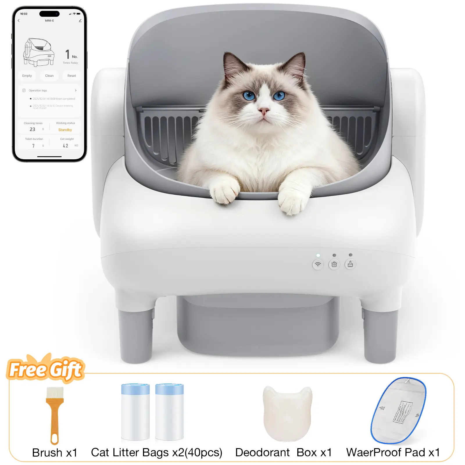 FUMOI Smart Self-Cleaning Litter Box for Multiple Cats |   APP Control, Safety Sensors & Odor-Lock Design, 10.5L Bin, Cat Litterbox (Only Supports 2.4G Wifi) # Summervibes # petLovers