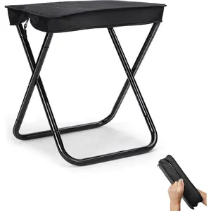 Portable Camping Stool, Small Folding Stool for Adults, Ultralight Black Camping Stools, Mini Lightweight Backpacking Slacker Chair for Outdoor Camping Hiking Fishing Traveling Picnic