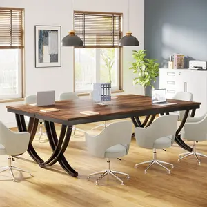 Tribesigns 6.5FT Conference Table for 6-8 People, Long Rectangular Seminar Table with Strong Metal Frame, for Office Meeting Conference Room,