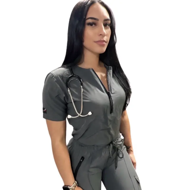 Royal ScrubWear Nyah Zip Front Scrub Set (Top + Jogger Pants) | Flattering Fit, Lightweight & Breathable