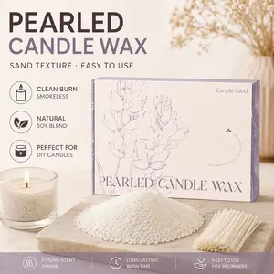 Unscented Pearled Sand Wax Candle - 15-Wick, 1.6 lb Refillable DIY Candle Making Supply, Ideal for Weddings, Valentine's Day Gifts