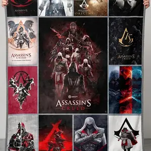 Assass!n Creed Game Collage Printed Fleece/Sherpa Blanket, 30x40 50x60 60x80 inches, Blanket Gift For Women Men, Game Gift For Fans