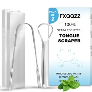 Adult Tongue Scraper Set with Travel Cases, Oral Care Tongue Cleaning Kit for Bad Breath Treatment, Stainless Steel Metal Tongue Cleaner for Daily Use, Oral Care Tools