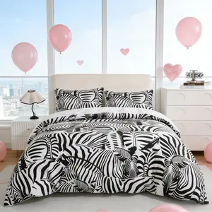 Elegant Zebra Print Bedding Set, Soft Bedroom Linen, 3-Piece Includes Duvet Cover & Pillowcases, No Insert, Decorative Bedding Set Perfect for Valentine's Day & New Year Decor