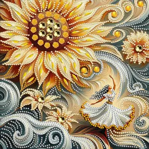 Sunflower Pattern DIY Diamond Arts Colorful Painting Kit without Frame, DIY 5D Irregular Diamond Arts Colorful Painting Kit, Wall Art Decor for Home