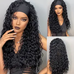 MAGIGIRL 26 Curly Hair Band Female Wig Wavy Black Wig With Headband Synthetic Woven Chemical Fiber Long Curly Hair Wig For Everyday Use And Halloween, Cosplay, Christmas, Fashion Girls.