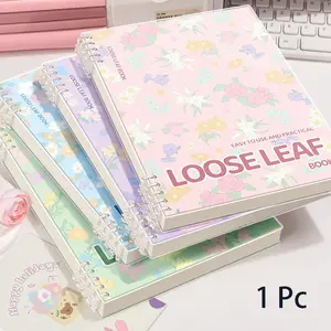 A5/b5 Loose Leaf Notebook with Floral Theme, 60 Pages for Daily Study and School Use, Stylish Journal for Office Supplies, Spiral Notebook Journal