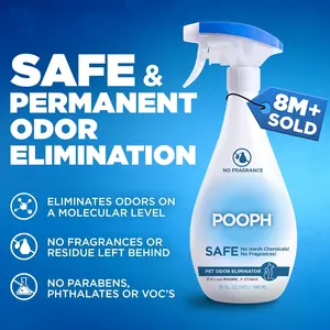 POOPH® Pet Odor Eliminator – 32 fl oz Bottle – Organic, NO Fragrances, NO Harsh Chemicals – Fast, Safe and Effective, Works On-Contact! For Home, Auto, Upholstery, Furniture – Safe for Pets & People