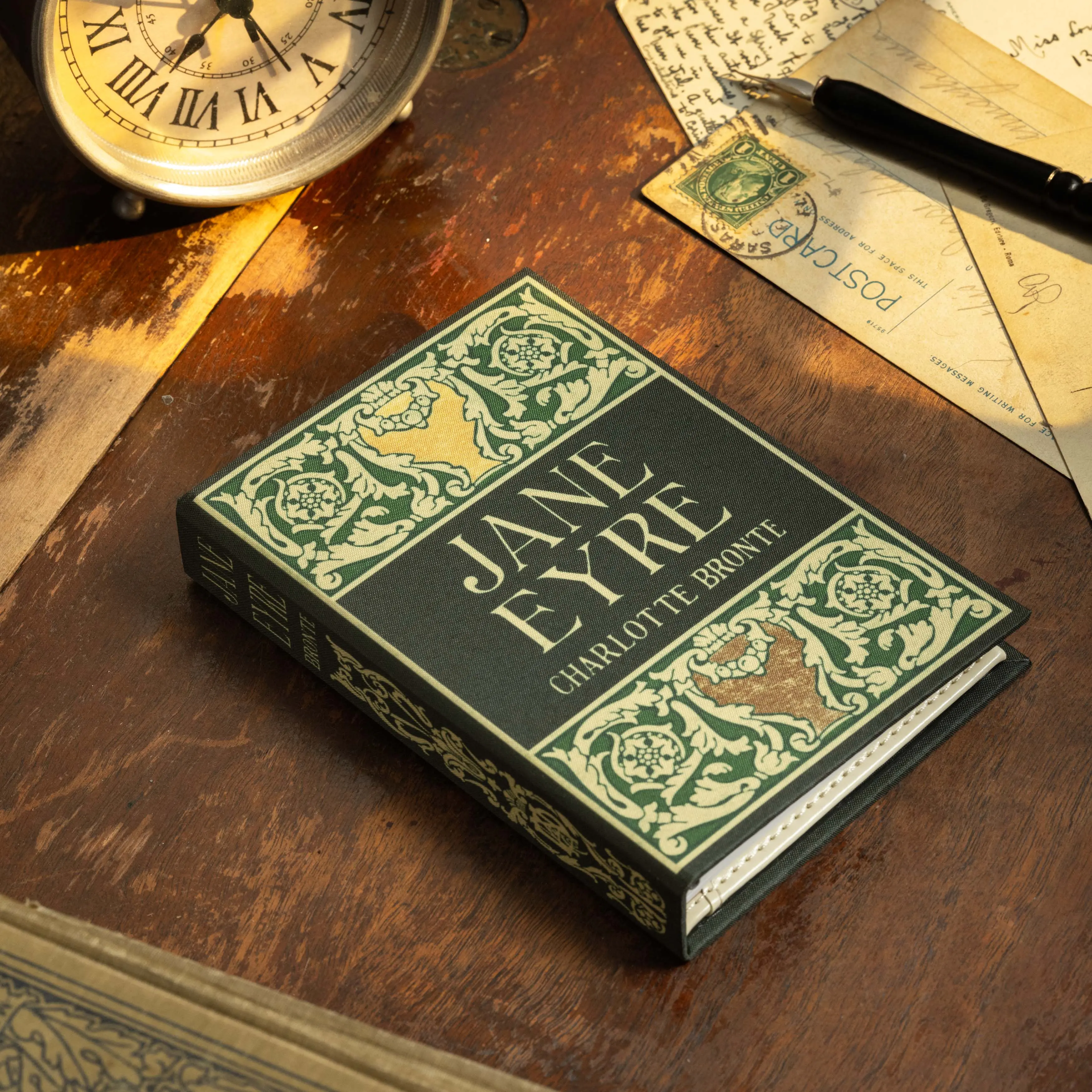'Jane Eyre' (Forest Green) by Charlotte Brontë 1847 Passport Book Wallet with Kraft Notebook and Silver Pen