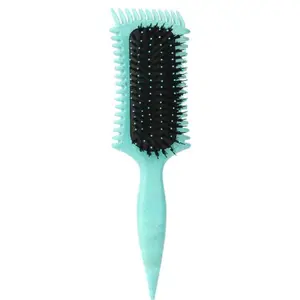 Curl Defining Brush, 1 PCS Curly Hair Brush,for Combing and Shaping Women's Curls to Reduce Pulling (Green)