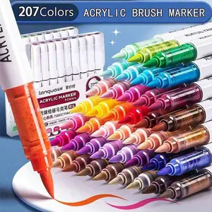 Languo 9-Piece Liquid Soft Tip Acrylic Marker Set, Waterproof Brush Markers, 23 Colors/207 Options, Flexible Soft Head Design, Smooth Coloring, Large Capacity, Multi-Material Use, Art Markers