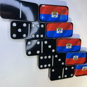Black Haitian Flag Dominos Epoxy Resin Handcrafted