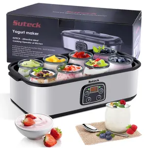 Slendor Automatic Digital Yogurt Maker with 8 Glass Jars, LED Display & Constant Temperature Control.lendor