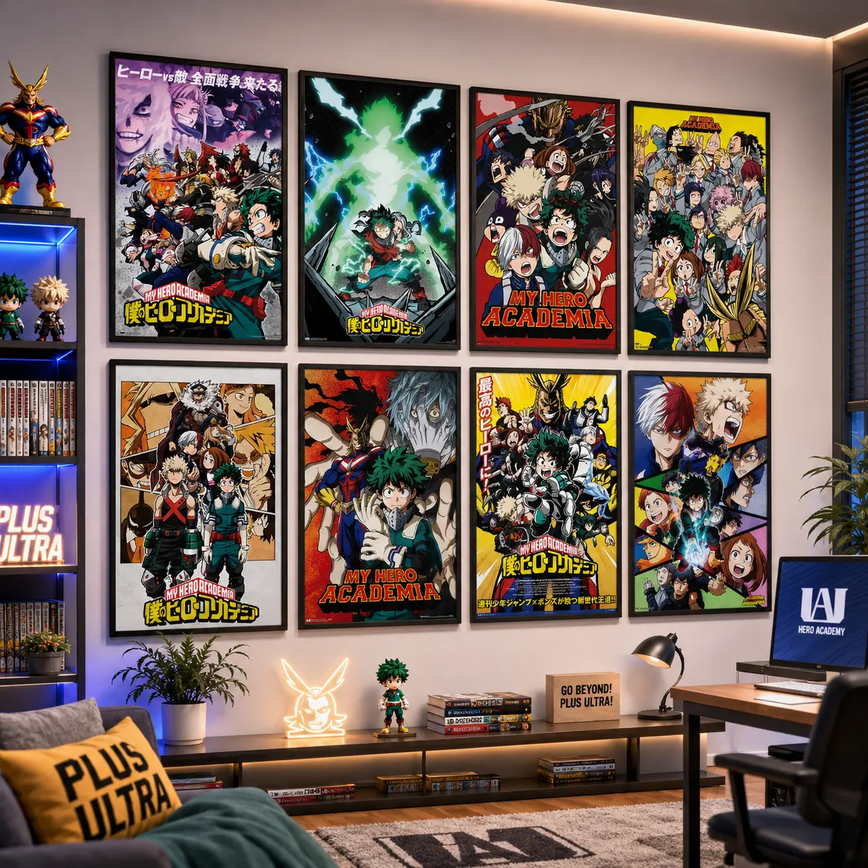 My Hero Academia Poster and Canvas Print Collection, Deku Bakugo Todoroki Anime Wall Art for Bedroom, Dorm and Game Room Decor