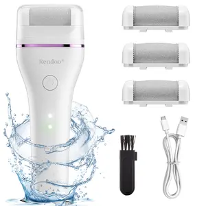 【Rendoo】  Electric Feet Callus Remover,Portable Electronic Foot File Pedicure Tools,Waterproof Foot Scrubber File,Pedi Foot Care for Dead,Hard Cracked Dry Skin Manicure Nail Nail Care Cutics Nail Art