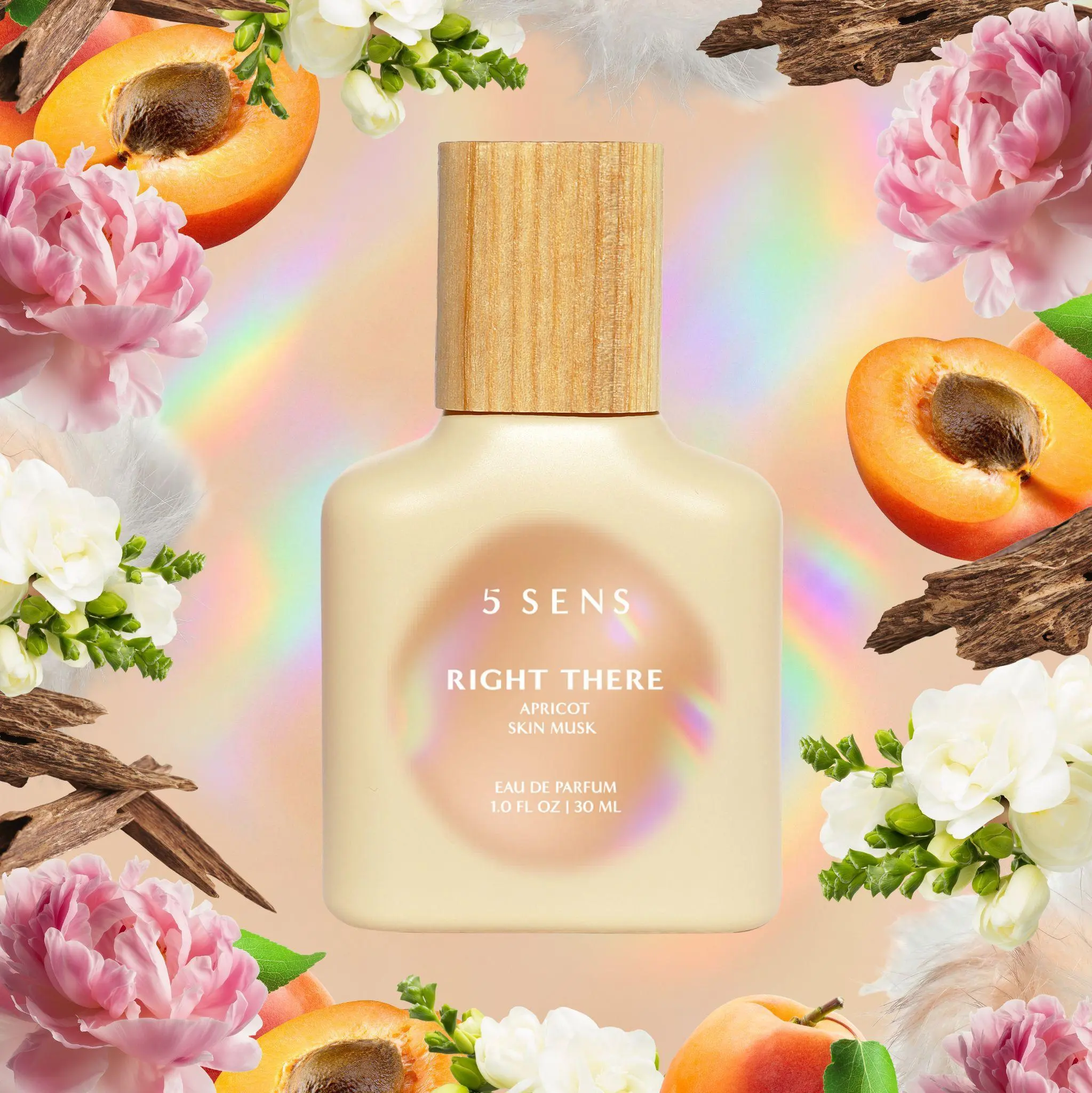 5 SENS Right There Limited Edition Eau de Parfum | Apricot Musk Fragrance | Long Lasting Unisex Skin Scent | 10ml & 30ml