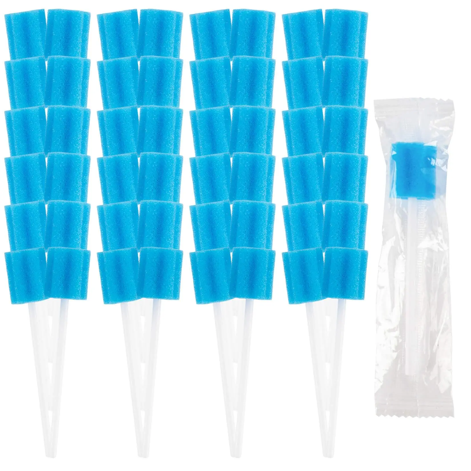 Disposable Oral Cleaner Swabs, 100 Count Individually Wrapped - Soft Sponge & Durable Plastic Stick, Teeth Cleaning Kit, Dry Mouth Remedy for Elderly & Pets, Sensitive Cleanser Oral Care Set, Cleaner Set Oral Care Kits