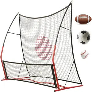 Soccer Rebounder, 2-in-1 Soccer Rebounder Net, 6x4.7Ft Small & 6x16Ft Large Bounce Back Net for Solo or Team Training, Includes Carry Bag and 4 Ground Spikes