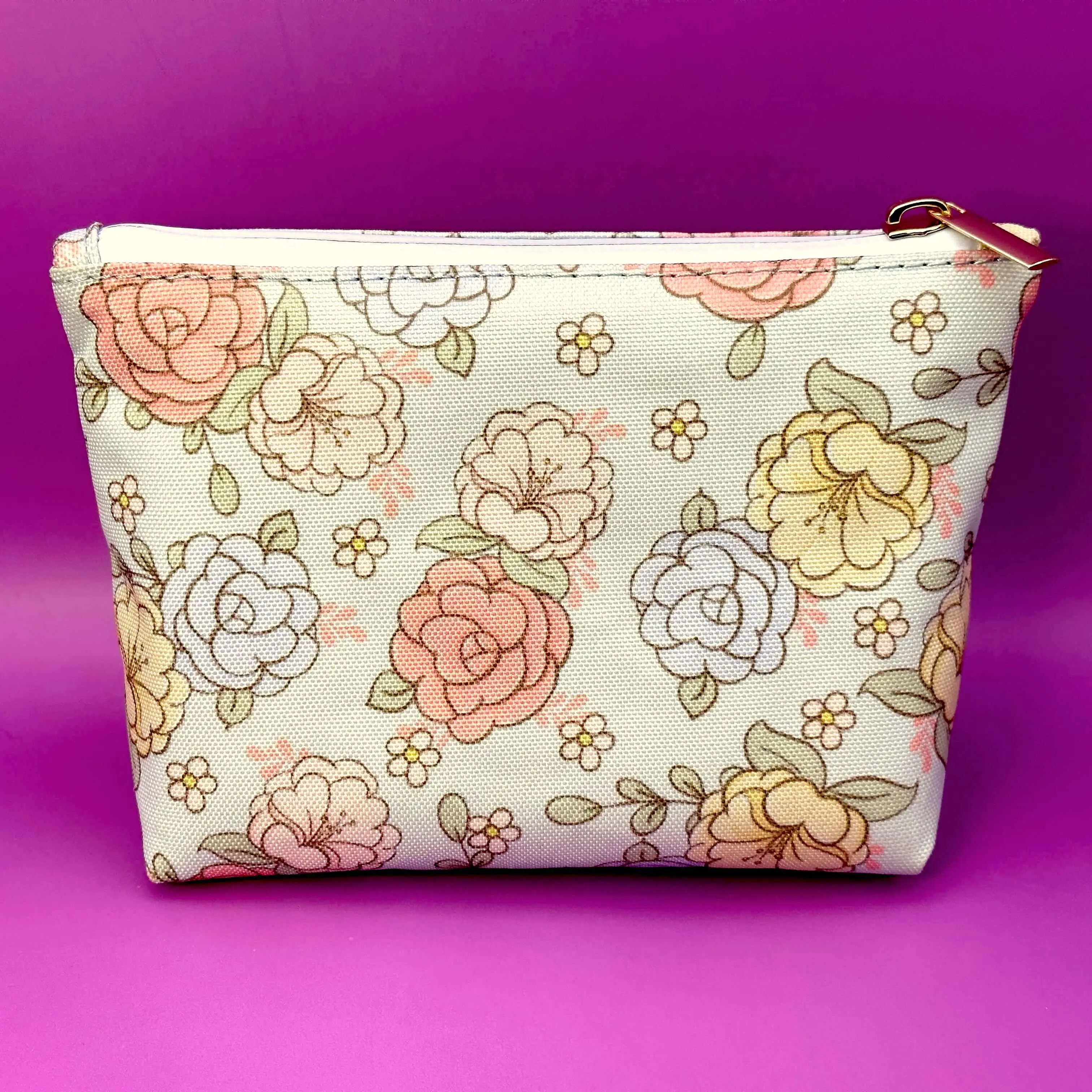 Floral Smell Proof Bag - Cute Travel Pouch, Blooming Tiny Makeup Clutch, Flowers Cosmetic Stash