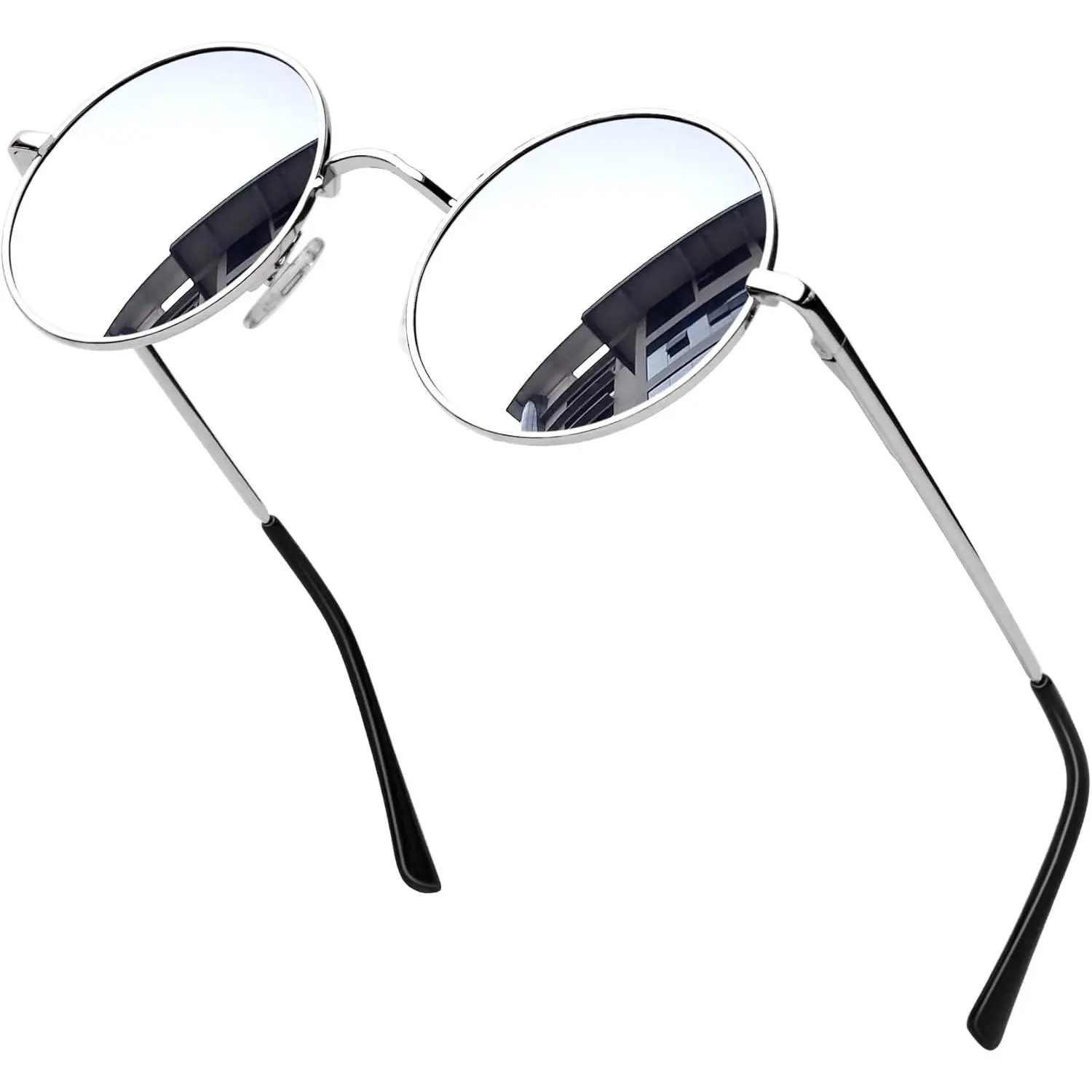 Polarized Round Sunglasses for Women & Men, Hippie Style Circle UV400 Lenses, Halloween Cosplay Shades Mirror