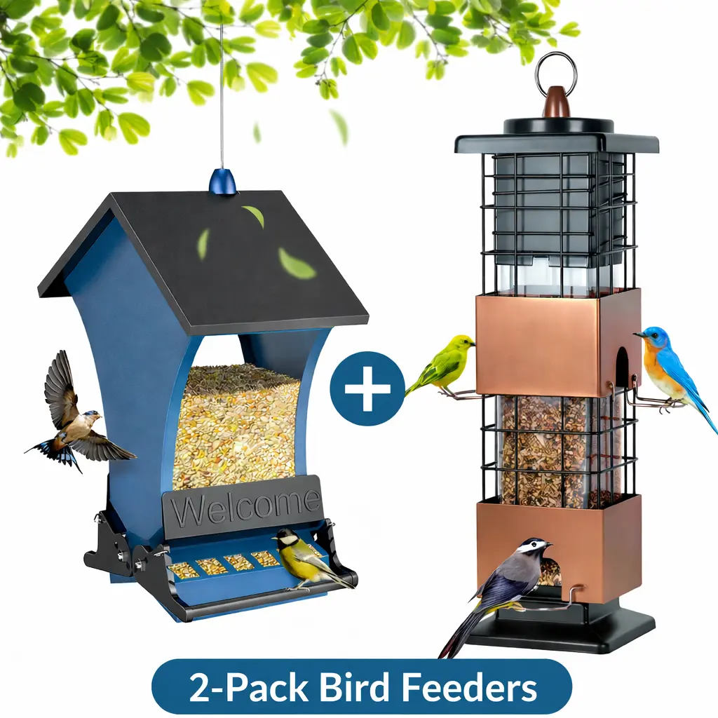 Wildpark 2-Pack Squirrel-Proof Bird Feeders for Pet Lovers - Durable, Vibrant Orange, Ideal for Cardinals & Chickadees - Perfect Gift for Bird Enthusiasts, Bird Feeder