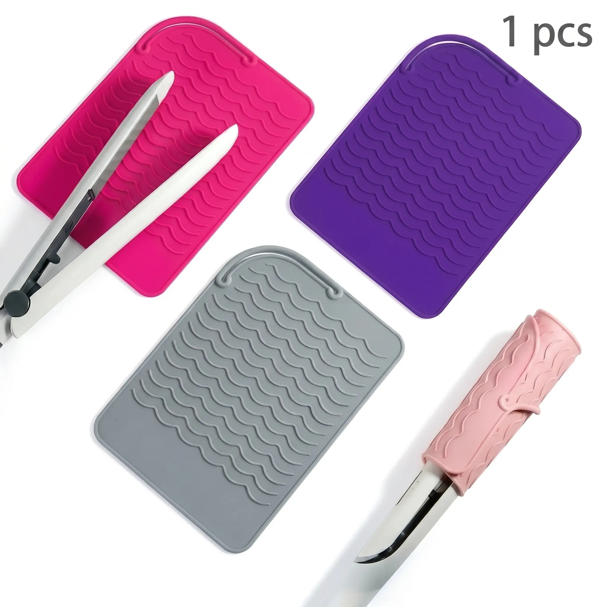 Silicone Heat-Resistant Mat & Storage Pouch, Non-Slip Hot Styling Tool Holder for Curling Irons & Hair Straighteners, Foldable Travel Wrap for Bathroom Countertops, 1 Pack