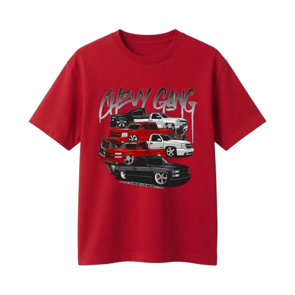 Gang Graphic T Shirt Chevy Silverado Men's Cotton Tee Old School Chevy Tee Truck Shirt Classic Chevy Truck Casual Menswear 4X6GFV Gift for Him BK-13 Back printing graphic tee Streetwear Shortsleeve