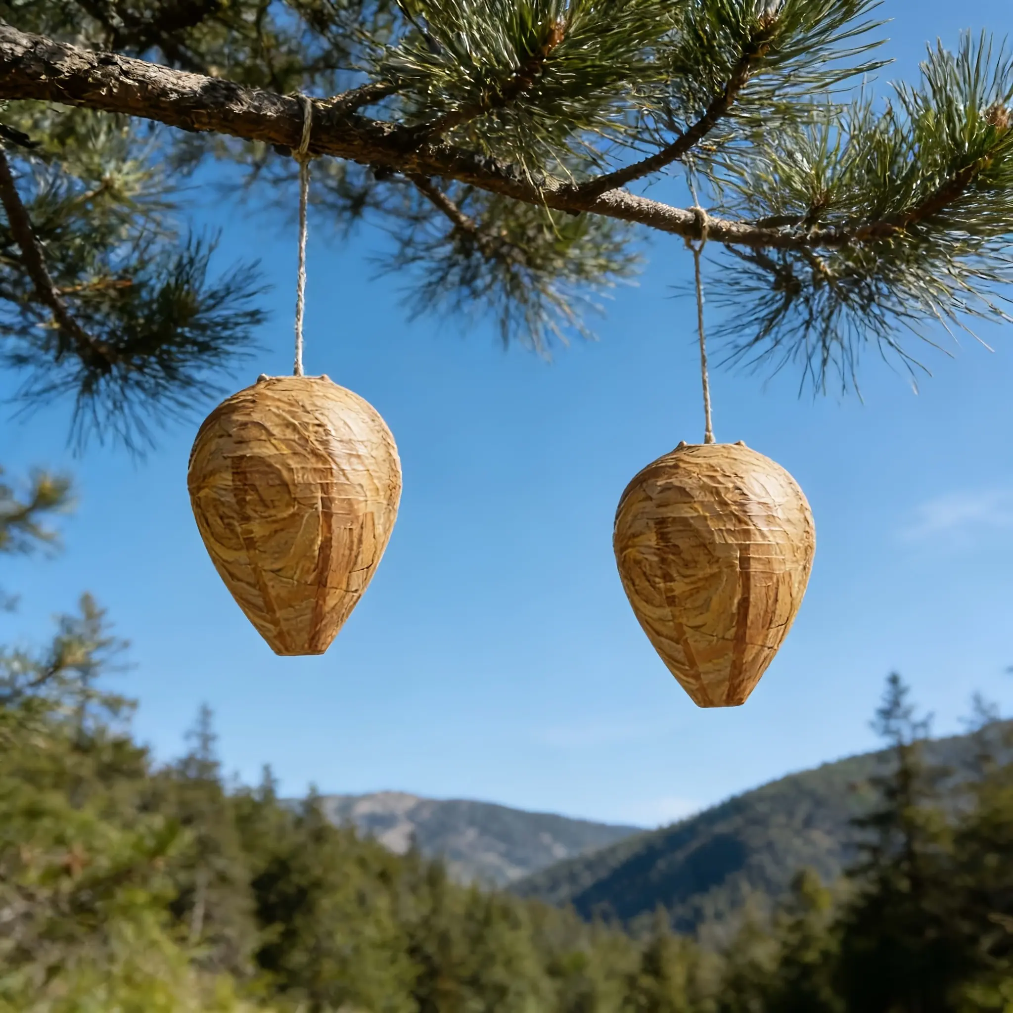 2/5pcs Realistic Wasp Nest, Natural Wasp Deterrent, Garden Bug Repellent, Outdoor Hanging Fake Wasp Nest, Excellent Bee Protection for Garden/patio/balcony/yard, Realistic Appearance, Easy Installation