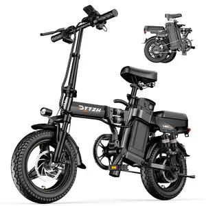 【DZZTH】A12S Foldable Electric Bike, 14"Commuter Adult Electric Bike, Peak Power 2000W, MAX PAS Range 80Miles,40 MPH Top Speed,52V25Ah Removable Battery, 14"Anti-Stab Tire and Rear Disc Brake Design, LED Display Portable Ebike,Can Carry 2 People, Ebike fat