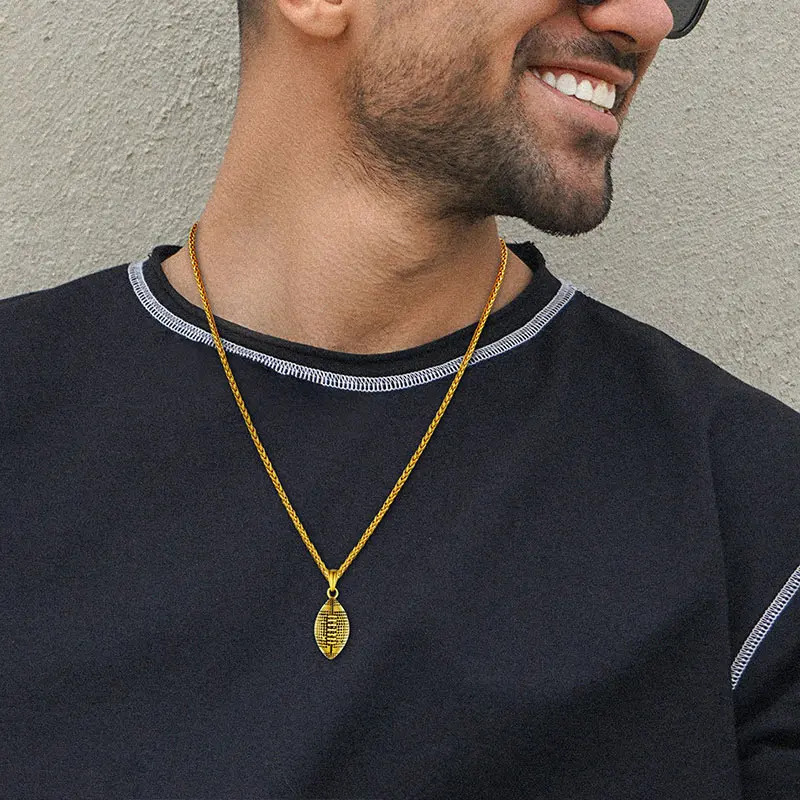 U7 Men's Stainless Steel Adjustable Baseball & American Football Sport Pendant Necklace
