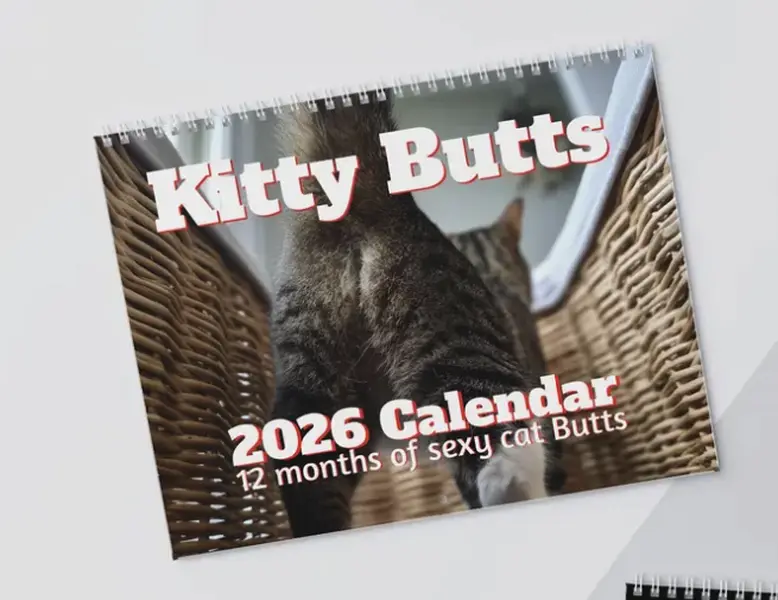 Kitty Butts 2026 Wall Calendars - Funny White Elephant, Gag, Office, Yankee Exchange Gift - Cat Lover Calendar, Kitty Wall Planner, Animal cat  calendar wall cat lover gift
