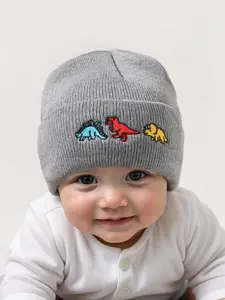 Dinosaur Embroidered Knit Hat for Babies & Toddlers, Warm Winter Beanie, Winter Skull Cap for Outdoor Activities, Casual Daily Commute Cap