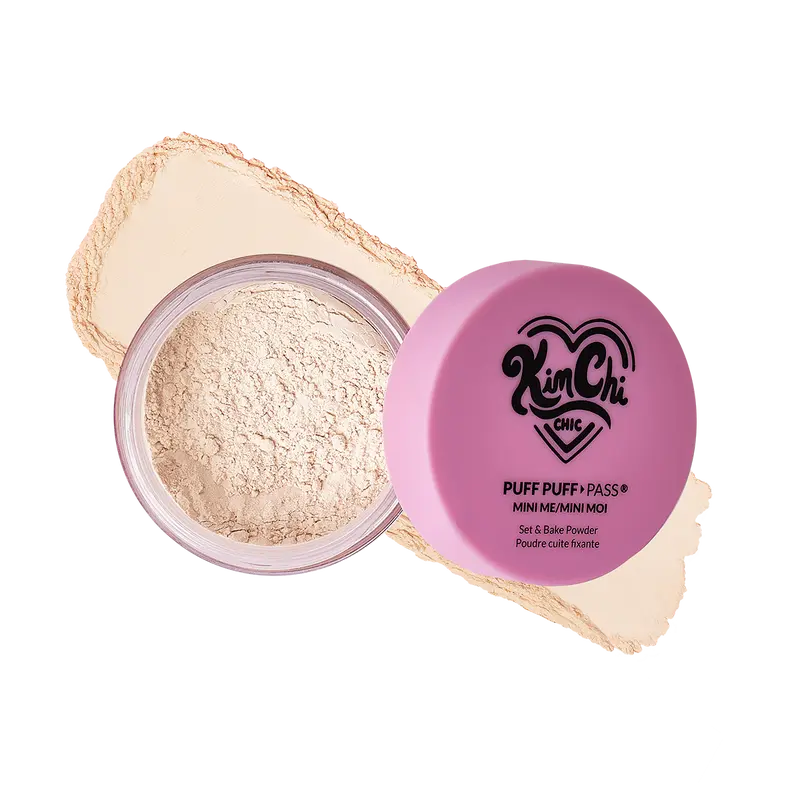 KimChi Chic Beauty Mini Me Puff Puff Pass Set & Bake Powder - 5g Loose Setting Powder, Oil Absorbing, Rice Powder, Vitamin E