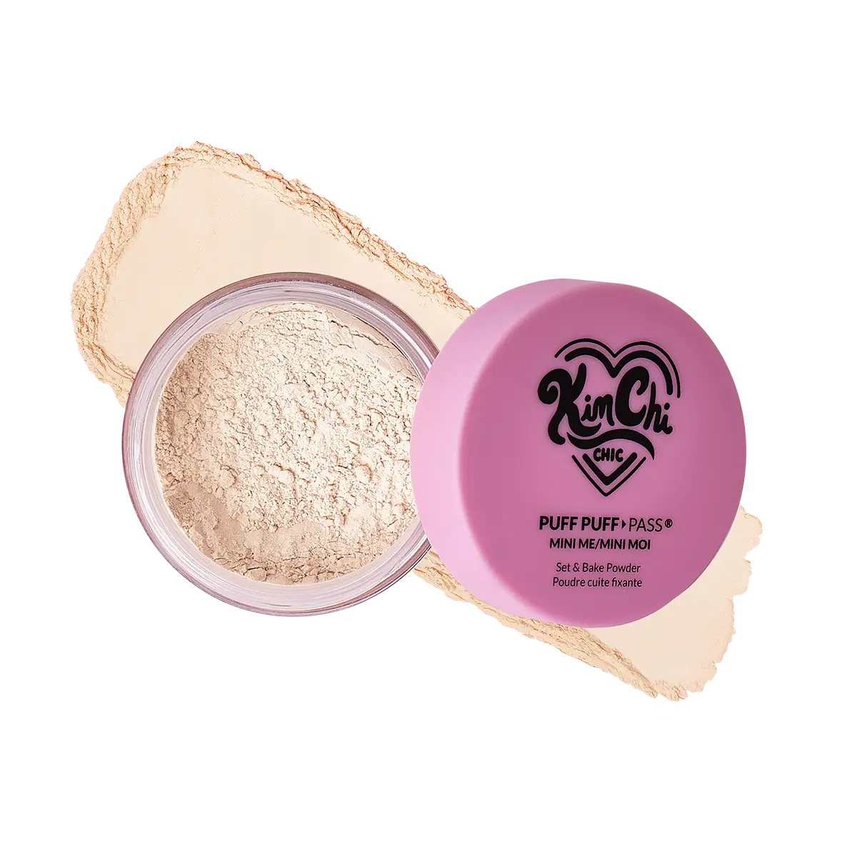 KimChi Chic Mini Puff Puff Pass Set & Bake Powder with Rice Powder & Vitamin-E, Lightweight & Translucent Makeup