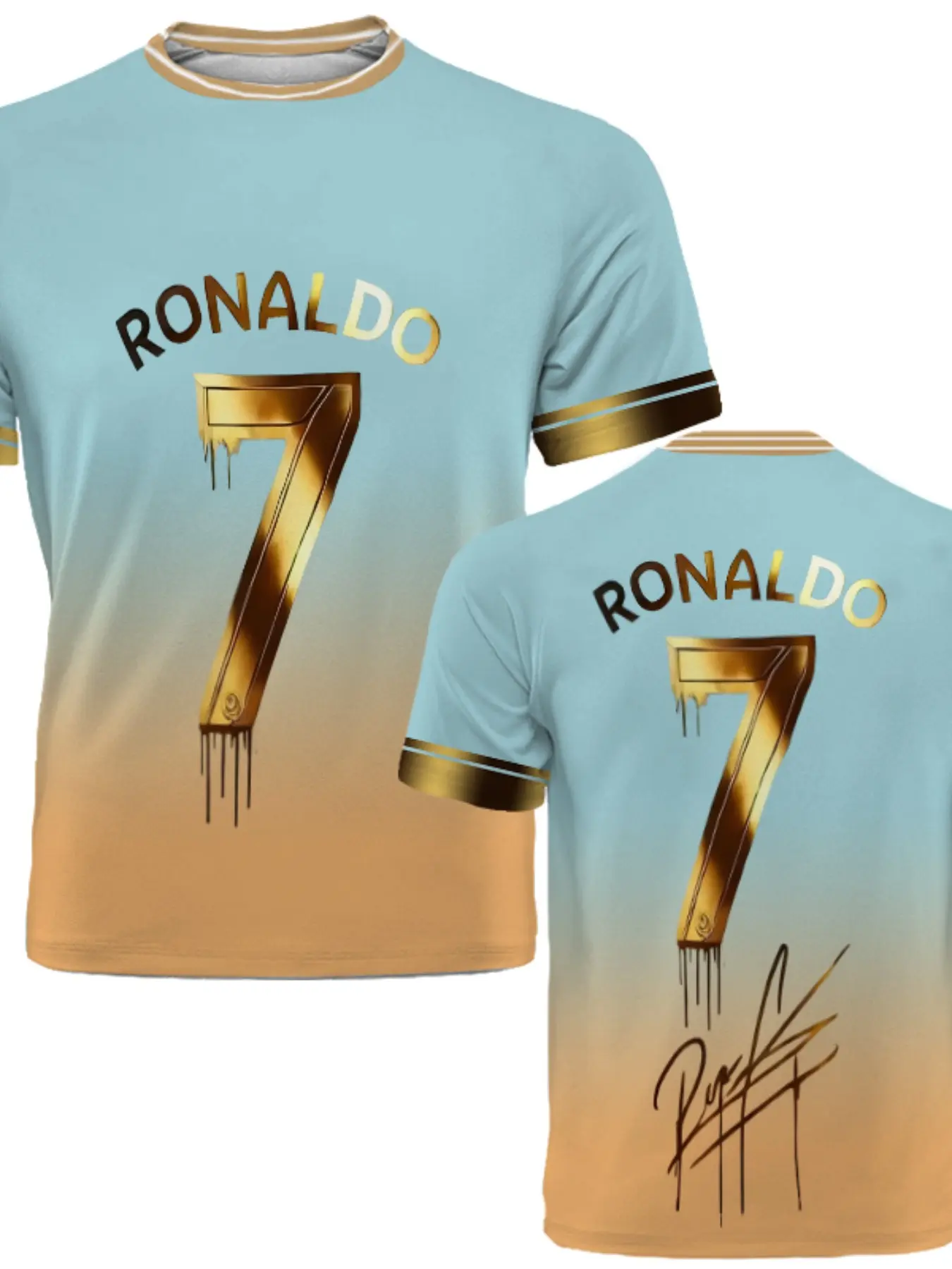 Football Star Ronaldo's Stylish Signed Jersey Soccer Short Sleeve Jersey Apparel Jersey Fan Gift Daily Wear Outdoor Sports Breathable Sport Outdoor Clothing