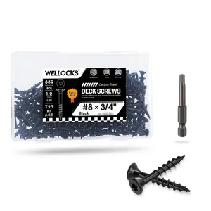 Deck Screws,Black, Rust-Resistant, Salt Spray Resistant, Epoxy Coated, T25 Torx Bit Included for Wood Fence, Decking & US (#8*3/4", 1.2LBS Black)