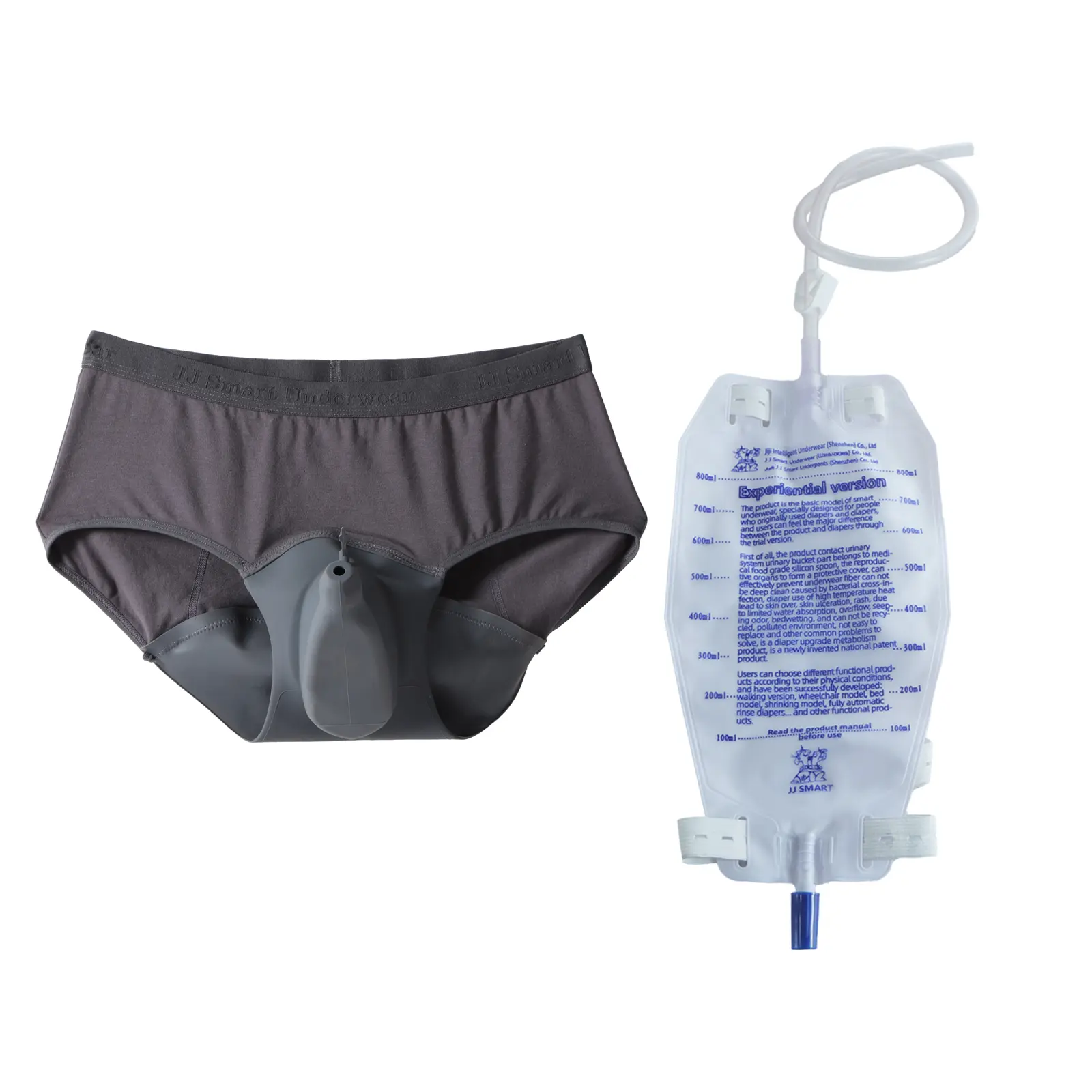 Women's Reusable Wearable Urine Collector - Leak-Proof Silicone Capsule, 0.7m Drainage Tube, 800ml Drainage Bag, Gray Portable Durable Design for Elderly Women