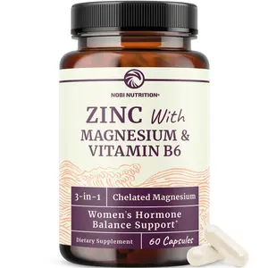 Nobi Nutrition Zinc with Magnesium & Vitamin B6 Supplement for Women's Hormone Balance Menstrual Cycle & Immune Support High Absorption Chelated Magnesium Glycinate with Zinc Picolinate 60 Ct