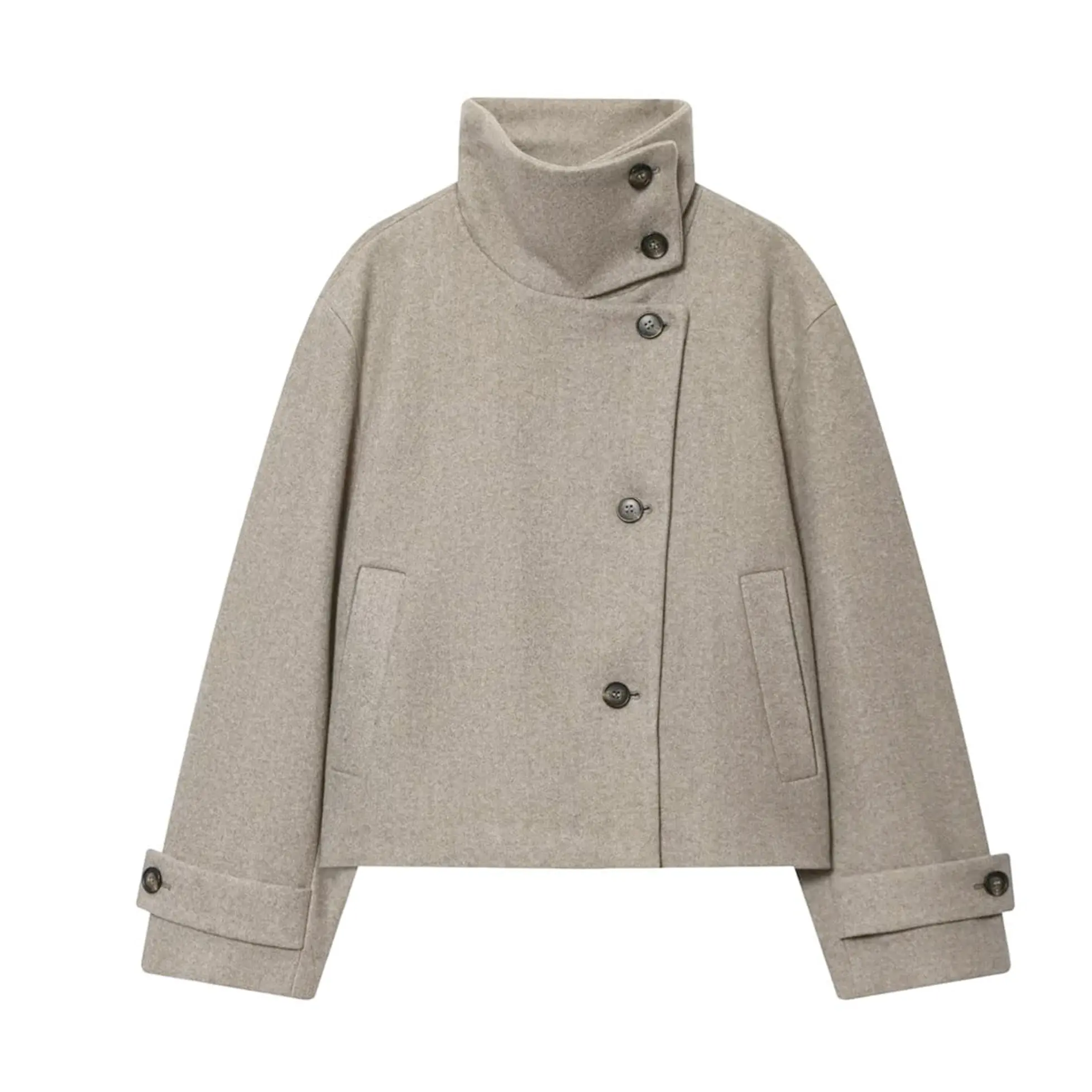 Hixiaohe Womens Pea Coat Long Sleeve Funnel Collar Single Breasted Jacket Winter Warm Outfits Outwear