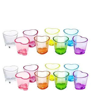 16 Packs 1.5 oz Colorful Shot Glasses, Heavy Base Shot Glasses Set, Heart Shaped Shot Glasses Set, Tequila Cups Small Glass, Shot Glasses for Whiskey, Vodka, Spirits & Liquors