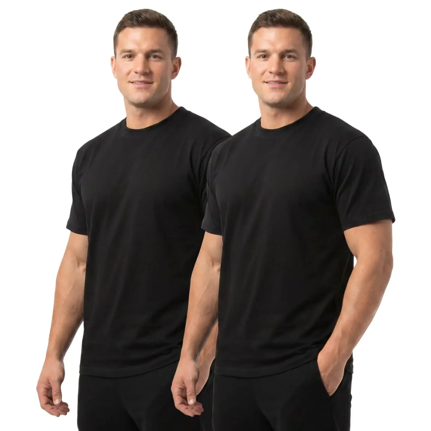 2 Pack Men's 100% Cotton Heavyweight T-Shirts Premium Quality Crew Neck Rib Reinforced Neckline Short Sleeve Ideal for Customized Personalized Printing Relaxed Fit Tee Regular Big & Tall S-3XL Breathable Casual Athletic Sports Summer Tops Activewear Tee