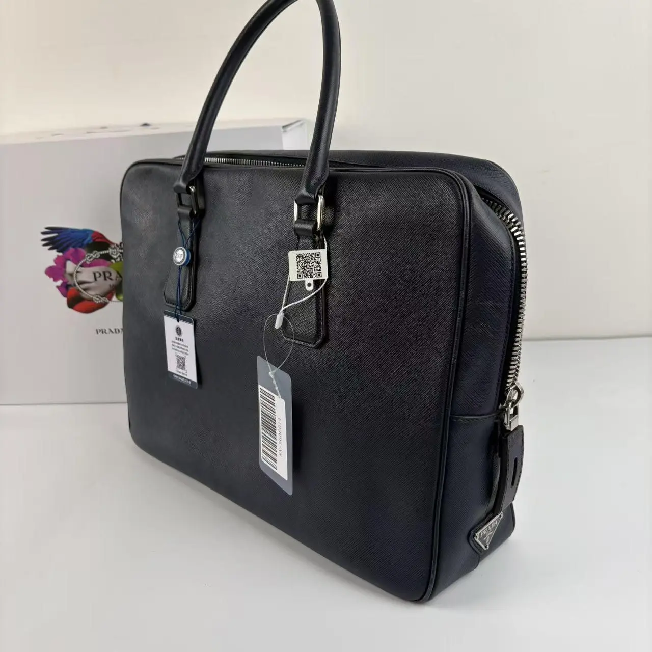 Pre-owned PRADA Saffiano Men's Briefcase