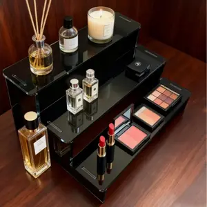 Three-Layer Acrylic Staircase Storage Display Rack, Makeup Tray, Multilayer Storage, High Transparency, No Installation Needed, Suitable for Perfume Bottles, Makeup, Lipstick