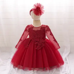 Long sleeved mesh children's evening dress, princess dress, suitable for beauty pageants, parties, and birthday parties under 6 years oldgirl set girls clothes kids clothing