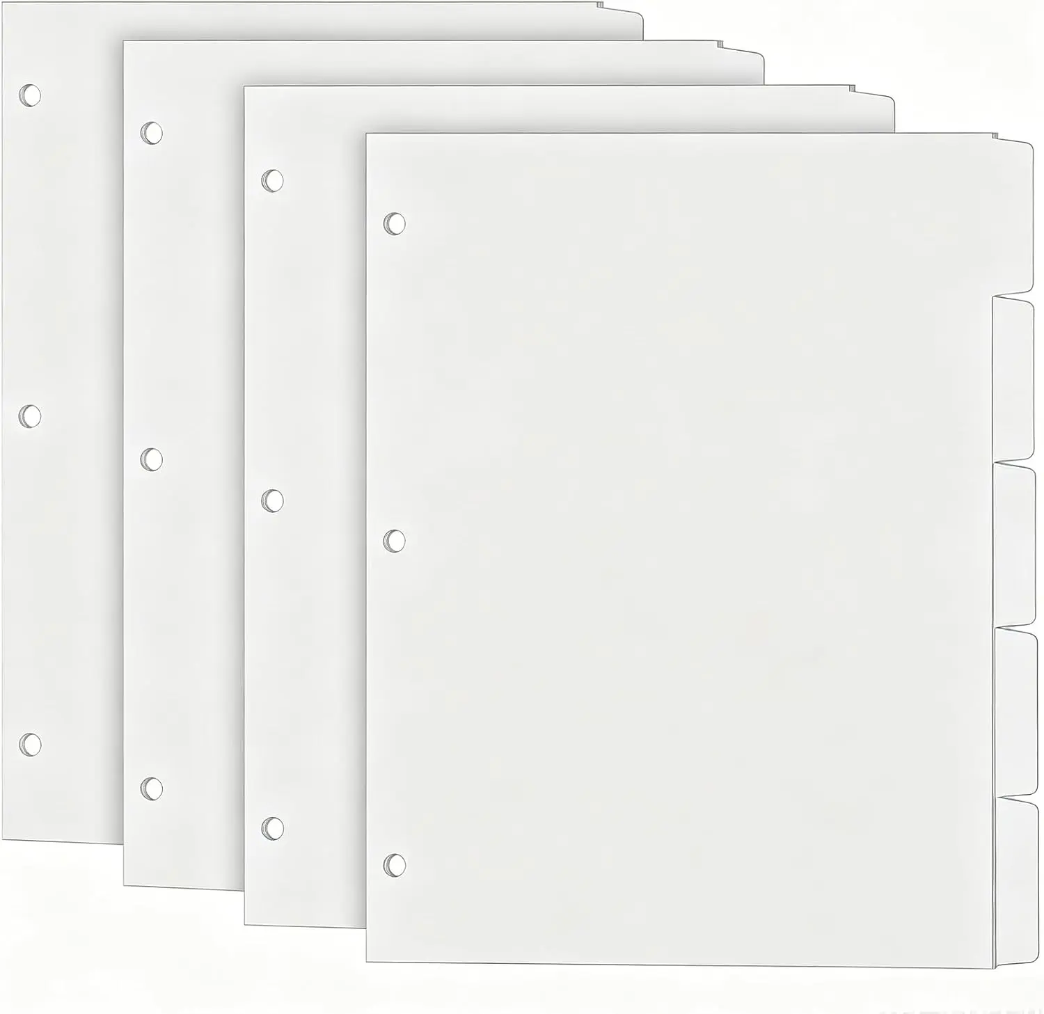 Binder Dividers for 3 Ring Binder, 1/5 Cut Tabs, Letter Size Blank Dividers | Write On Page with 5 Big Tabs for School Office Home , 4 Sets, 20 Dividers, White