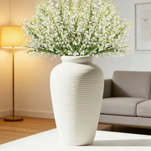 【Memorial Day】Silvanest 11” Matte White Ceramic Vase, Minimalist Nordic Pottery for Aesthetic Room Decor, Handcrafted Textured Vase for Pampas Grass & Flowers outdoorfun