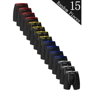 15pcs Men'S Comfortable Slim Fit Boxer Briefs - Breathable, Elastic, Quick-Dry, Moisture-Wicking Underwear for Sports & Casual Wear - Soft, Lightweight, and Absorbent, Sports Underwear |   Slim Fit Underwear |   Stretchable Fabric